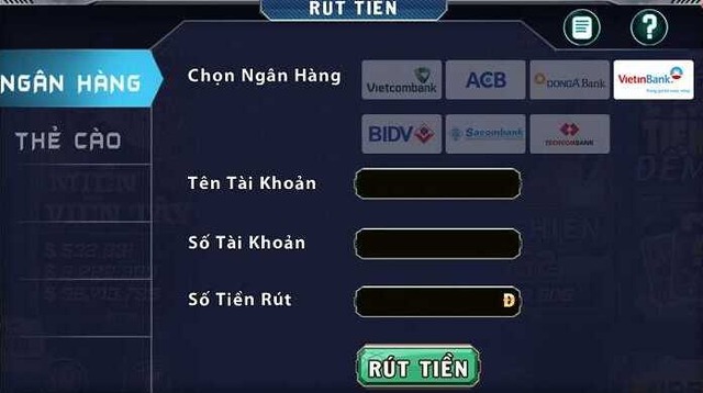 Biểu mẫu rút tiền B52club