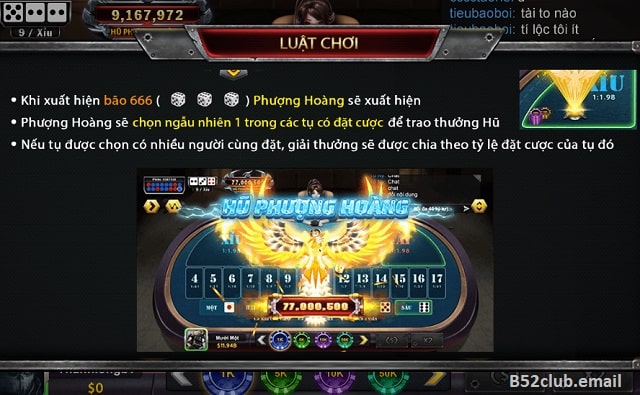 Hũ Phượng Hoàng Sicbo tại B52club