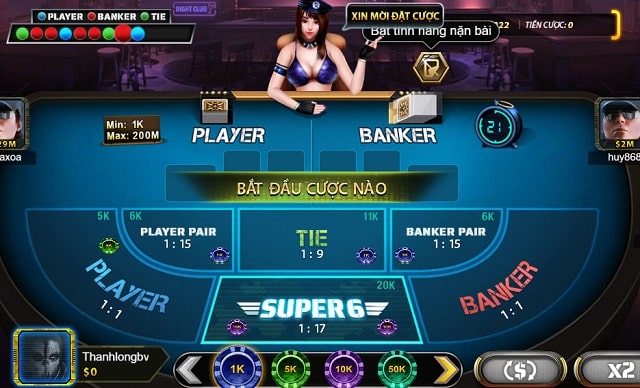 Luật cá cược Super Baccarat 6 B52club