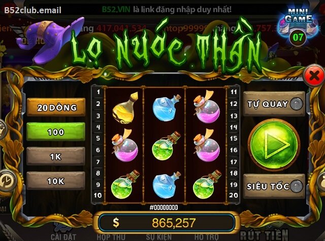 Quy trình tham gia game Lọ nước thần tại B52club