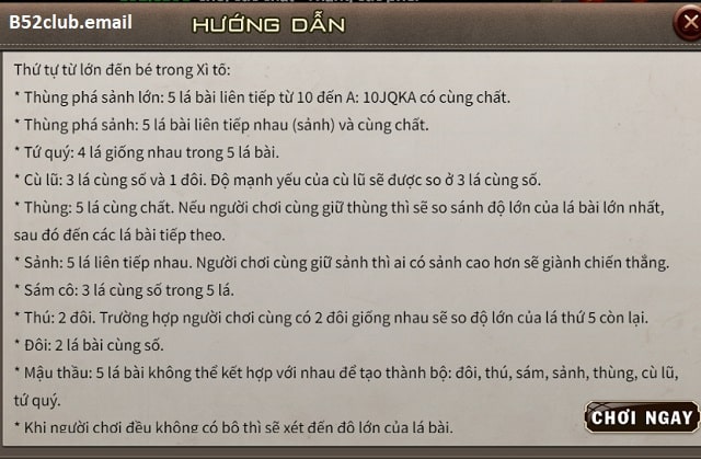 Thứ tự bài trong Xì tố